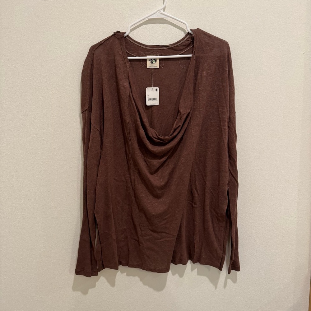 Free People Brown Long Sleeve Top